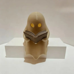 KissICON Halloween Desktop Ornament Ghost Reading Book Lamp Warm Ambient Light for Holiday Party Home Office Desk Decoration