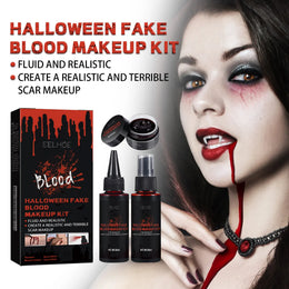 KissICON Halloween Fake Blood Makeup Kit Realistic Washable Fake Scar Wound Paint Spray Drops Thick Blood Paste Vampire Cosplay Make Up