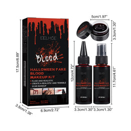 KissICON Halloween Fake Blood Makeup Kit Realistic Washable Fake Scar Wound Paint Spray Drops Thick Blood Paste Vampire Cosplay Make Up