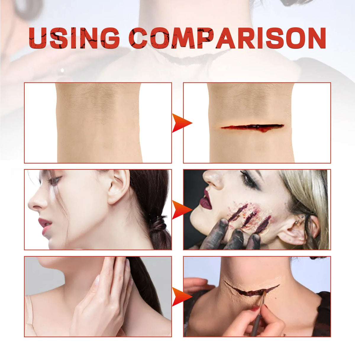 KissICON Halloween Fake Blood Makeup Kit Realistic Washable Fake Scar Wound Paint Spray Drops Thick Blood Paste Vampire Cosplay Make Up