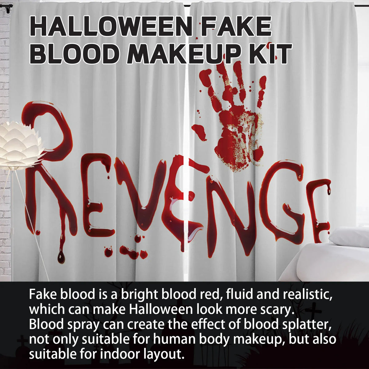 KissICON Halloween Fake Blood Makeup Kit Realistic Washable Fake Scar Wound Paint Spray Drops Thick Blood Paste Vampire Cosplay Make Up