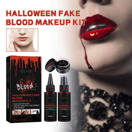 KissICON Halloween Fake Blood Makeup Kit Realistic Washable Fake Scar Wound Paint Spray Drops Thick Blood Paste Vampire Cosplay Make Up