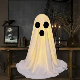 KissICON Halloween Ghost Decoration Glowing Desktop Ghost Standing Ornament Haunted Hanging Ghost Decor for Table Home Party Night Gift