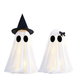 KissICON Halloween Ghost Decoration Glowing Desktop Ghost Standing Ornament Haunted Hanging Ghost Decor for Table Home Party Night Gift