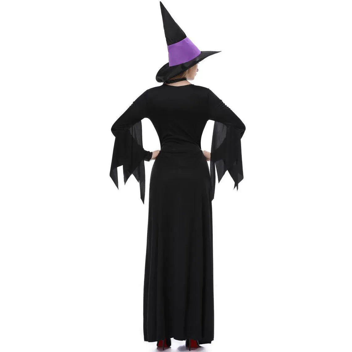 KissICON Halloween Gothic Witch Cosplay Costumes Women Sexy Witch Dress With Hat Carnival Party Performese Clothes