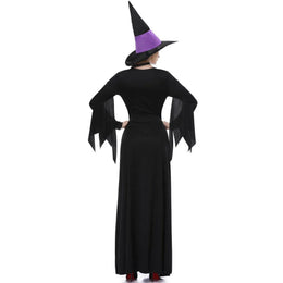 KissICON Halloween Gothic Witch Cosplay Costumes Women Sexy Witch Dress With Hat Carnival Party Performese Clothes