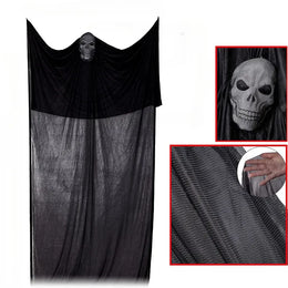 KissICON Halloween Hanging Skull Ghost Haunted House Decoration With LED Sound Ghost Ornament Indoor Outdoor Bar Halloween Party Decor