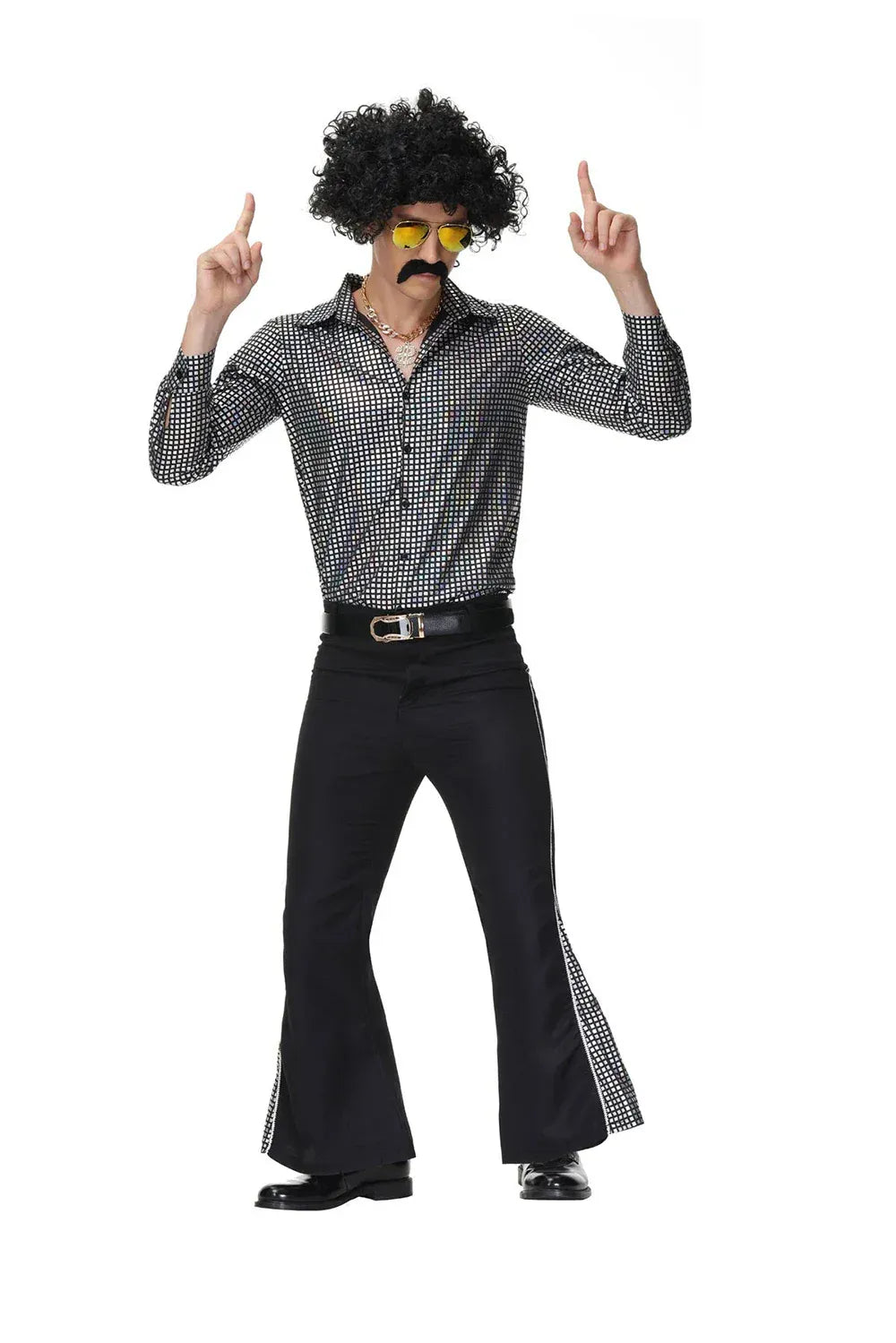 KissICON Halloween Hippie Costumes Set 70s 80s Cosplay Men Fancy Disguise Costume Carnival Party Vintage Rock Disco Night Club Clothes