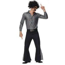 KissICON Halloween Hippie Costumes Set 70s 80s Cosplay Men Fancy Disguise Costume Carnival Party Vintage Rock Disco Night Club Clothes