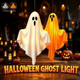 KissICON Halloween LED Light Up Hanging Ghost Decorations, Warm Glow Spooky Ghost Ornaments for Home, Bedroom Halloween Party Decor