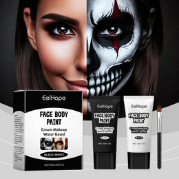 KissICON Halloween Makeup Face Body Paint White Black Special Effects Christmas Cosplay Party Supplies Full Coverage Oil Free Easy Wash