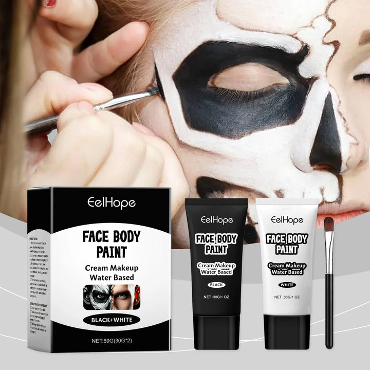 Halloween Makeup Face Body Paint White Black Special Effects Christmas Cosplay Party Supplies Full Coverage Oil Free Easy Wash