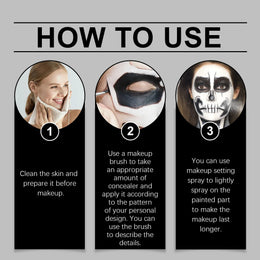 KissICON Halloween Makeup Face Body Paint White Black Special Effects Christmas Cosplay Party Supplies Full Coverage Oil Free Easy Wash