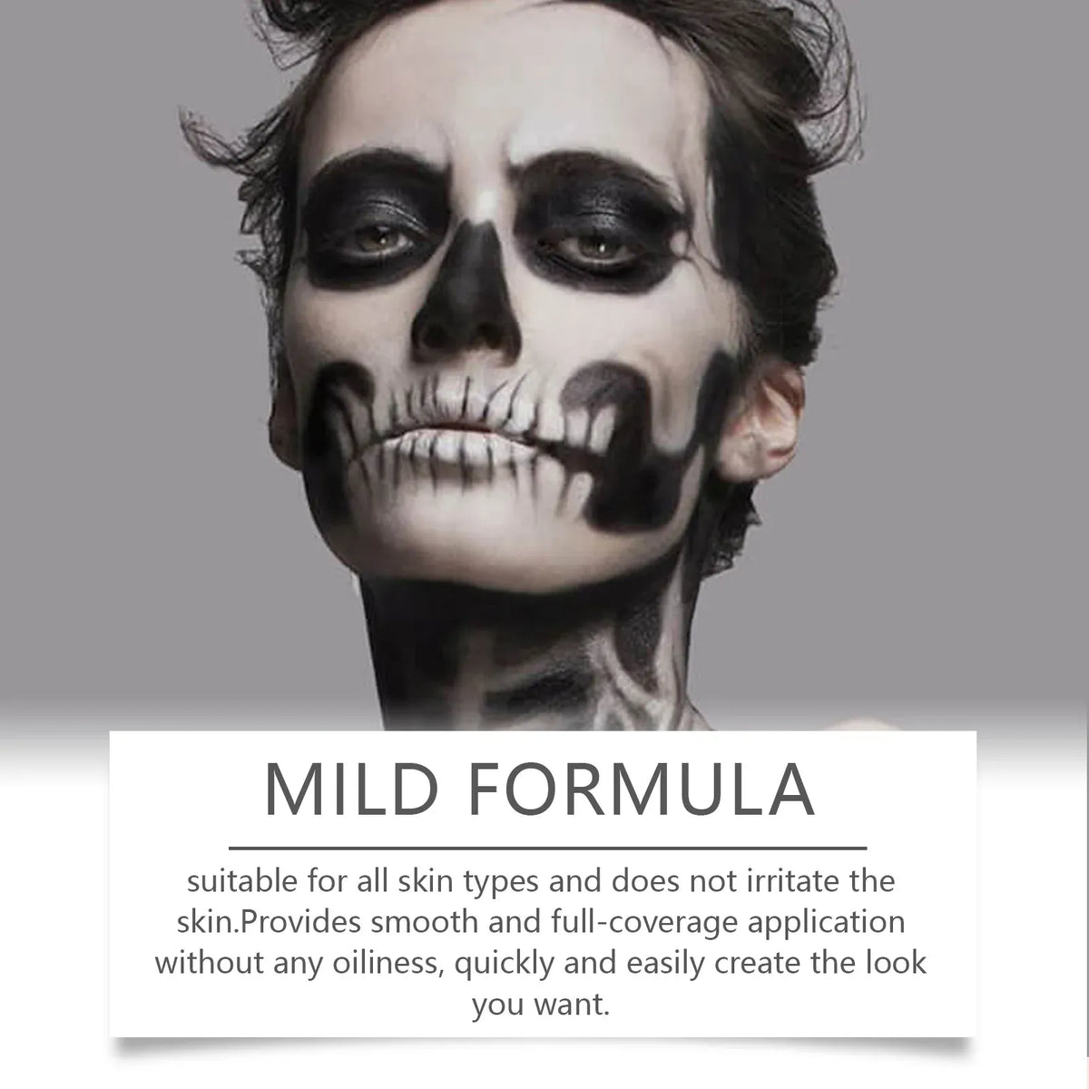 KissICON Halloween Makeup Face Body Paint White Black Special Effects Christmas Cosplay Party Supplies Full Coverage Oil Free Easy Wash