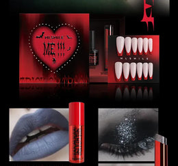 KissICON Halloween Makeup Set Glitter Lip Glaze Fake Blood Wearing Armor 4pcs/set Festive Set Trick or Treat Cosmetics Makeup For Women