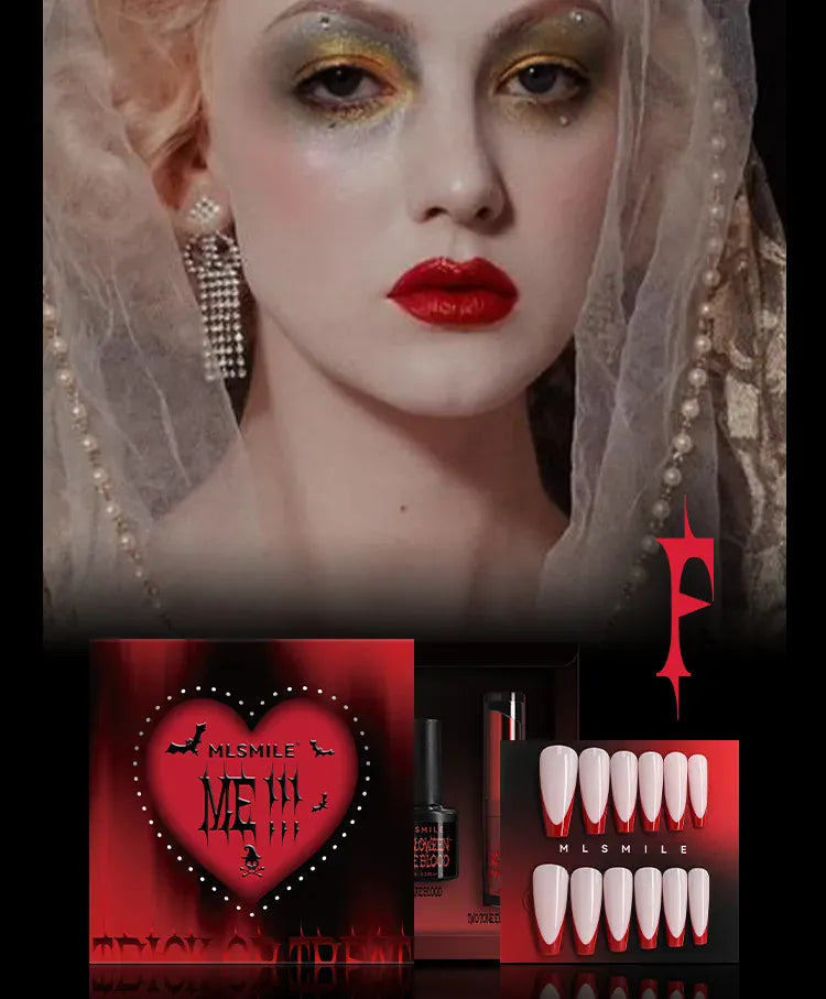 KissICON Halloween Makeup Set Glitter Lip Glaze Fake Blood Wearing Armor 4pcs/set Festive Set Trick or Treat Cosmetics Makeup For Women