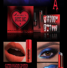 KissICON Halloween Makeup Set Glitter Lip Glaze Fake Blood Wearing Armor 4pcs/set Festive Set Trick or Treat Cosmetics Makeup For Women