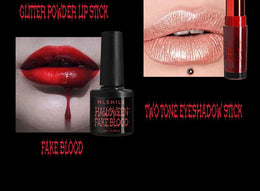 KissICON Halloween Makeup Set Glitter Lip Glaze Fake Blood Wearing Armor 4pcs/set Festive Set Trick or Treat Cosmetics Makeup For Women