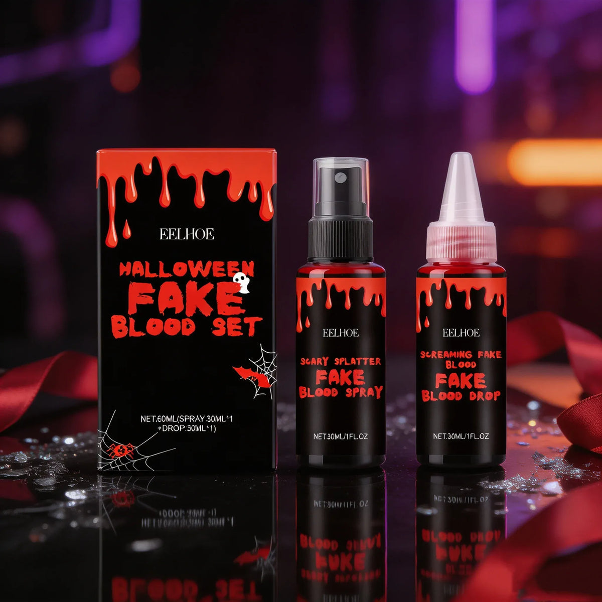 KissICON Halloween Makeup Set With Fake Blood Sweat Proof Realistic Wound Scar Gentle Safe Women Man Christmas Decoration Cosplay Make Up