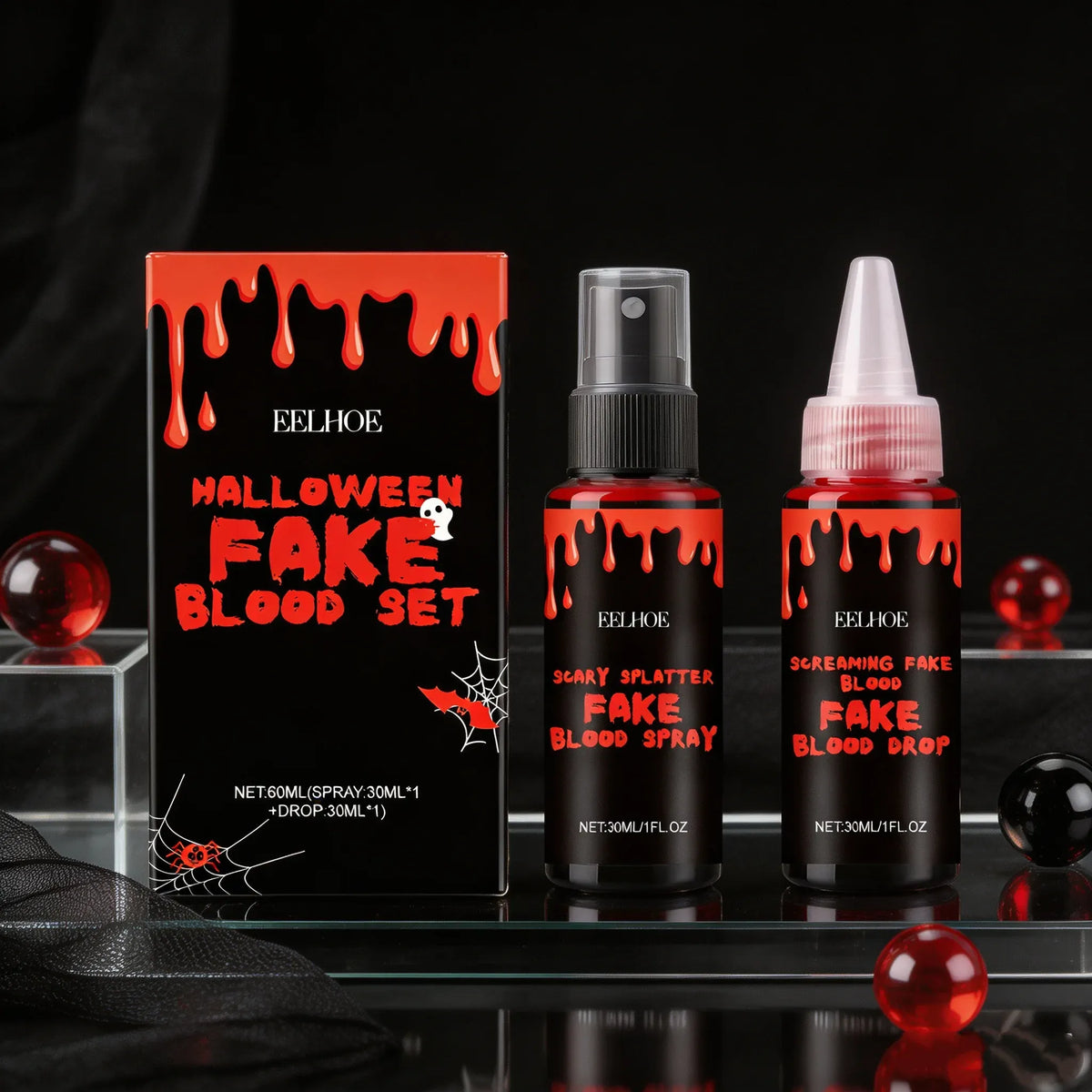 KissICON Halloween Makeup Set With Fake Blood Sweat Proof Realistic Wound Scar Gentle Safe Women Man Christmas Decoration Cosplay Make Up