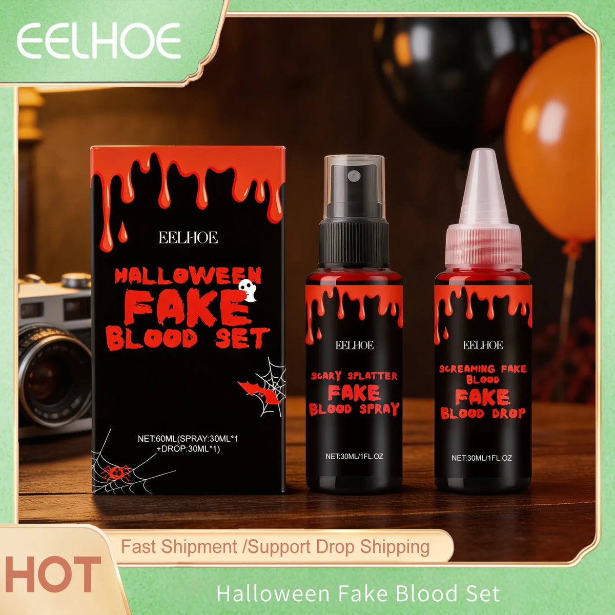 KissICON Halloween Makeup Set With Fake Blood Sweat Proof Realistic Wound Scar Gentle Safe Women Man Christmas Decoration Cosplay Make Up