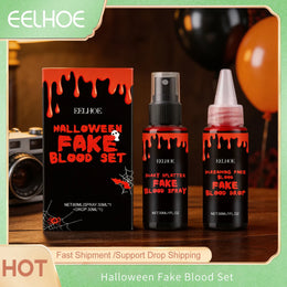 KissICON Halloween Makeup Set With Fake Blood Sweat Proof Realistic Wound Scar Gentle Safe Women Man Christmas Decoration Cosplay Make Up
