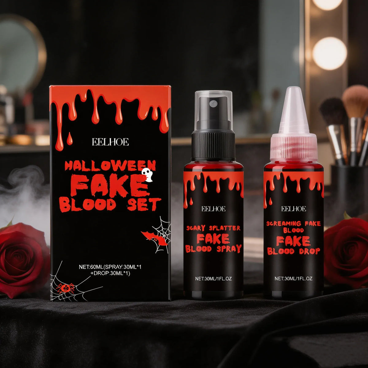 KissICON Halloween Makeup Set With Fake Blood Sweat Proof Realistic Wound Scar Gentle Safe Women Man Christmas Decoration Cosplay Make Up