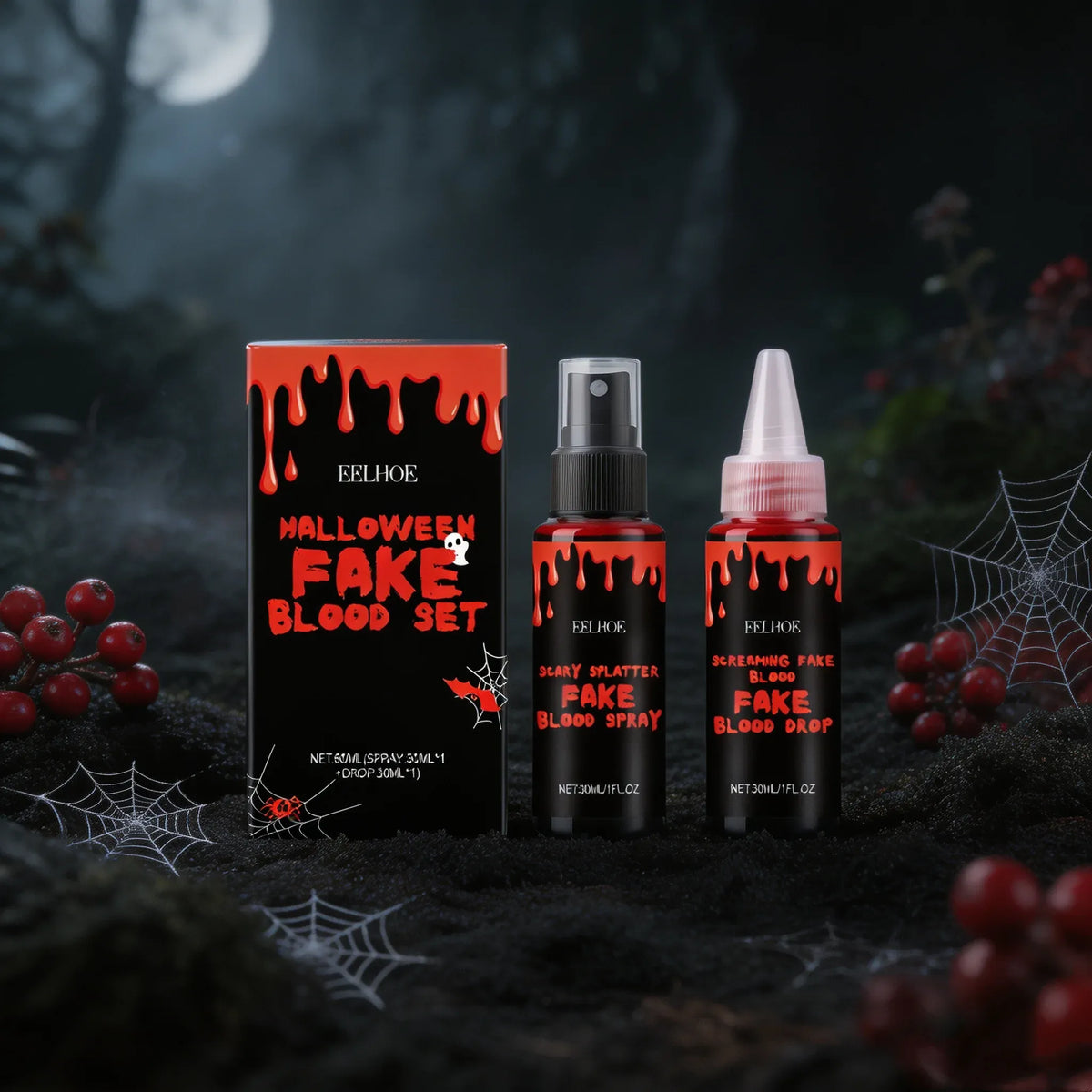 KissICON Halloween Makeup Set With Fake Blood Sweat Proof Realistic Wound Scar Gentle Safe Women Man Christmas Decoration Cosplay Make Up
