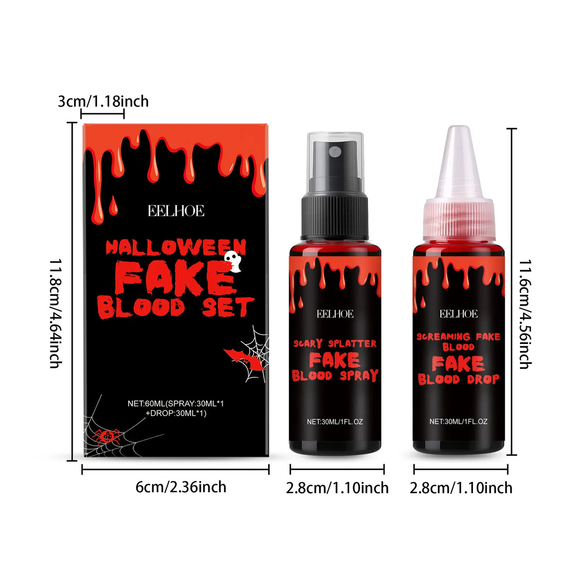 KissICON Halloween Makeup Set With Fake Blood Sweat Proof Realistic Wound Scar Gentle Safe Women Man Christmas Decoration Cosplay Make Up