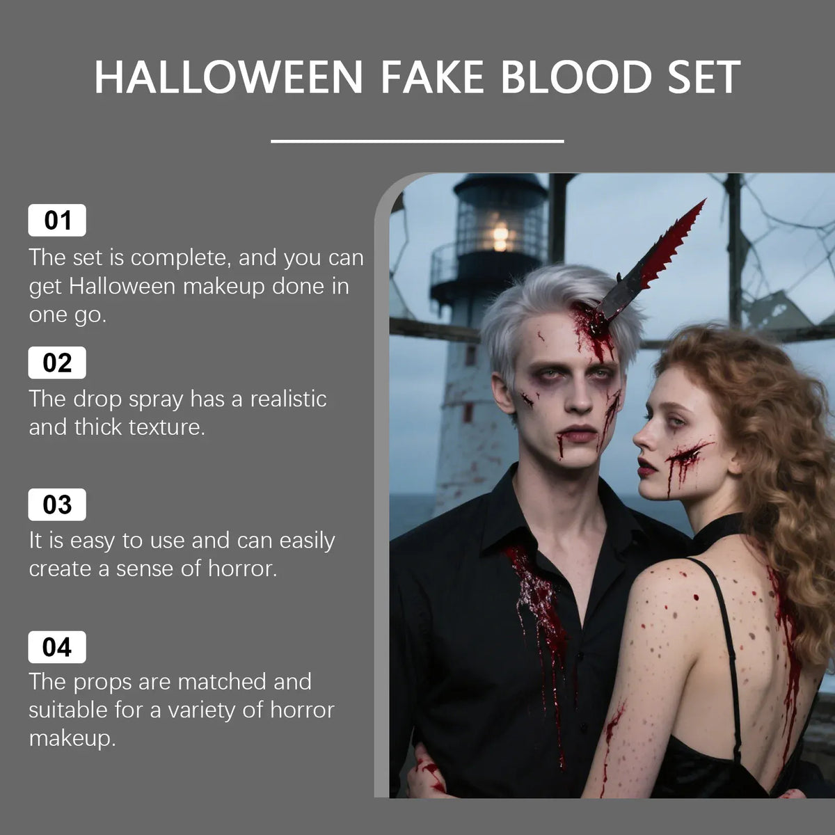 KissICON Halloween Makeup Set With Fake Blood Sweat Proof Realistic Wound Scar Gentle Safe Women Man Christmas Decoration Cosplay Make Up