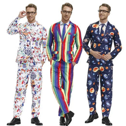 KissICON Halloween Men 60s 70s Retro Hippie Peace and Love Cosplay Costume Flower Power Disco Carnival Party Suit Coat T Shirt Pant Tie