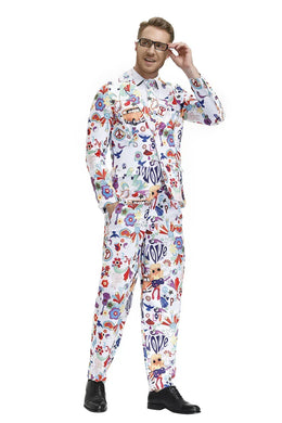 KissICON Halloween Men 60s 70s Retro Hippie Peace and Love Cosplay Costume Flower Power Disco Carnival Party Suit Coat T Shirt Pant Tie