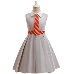 KissICON Halloween Movie Cosplay Costume Girls Striped Top + Cape Casual Suit Carnival Halloween Birthday Magic School Dress