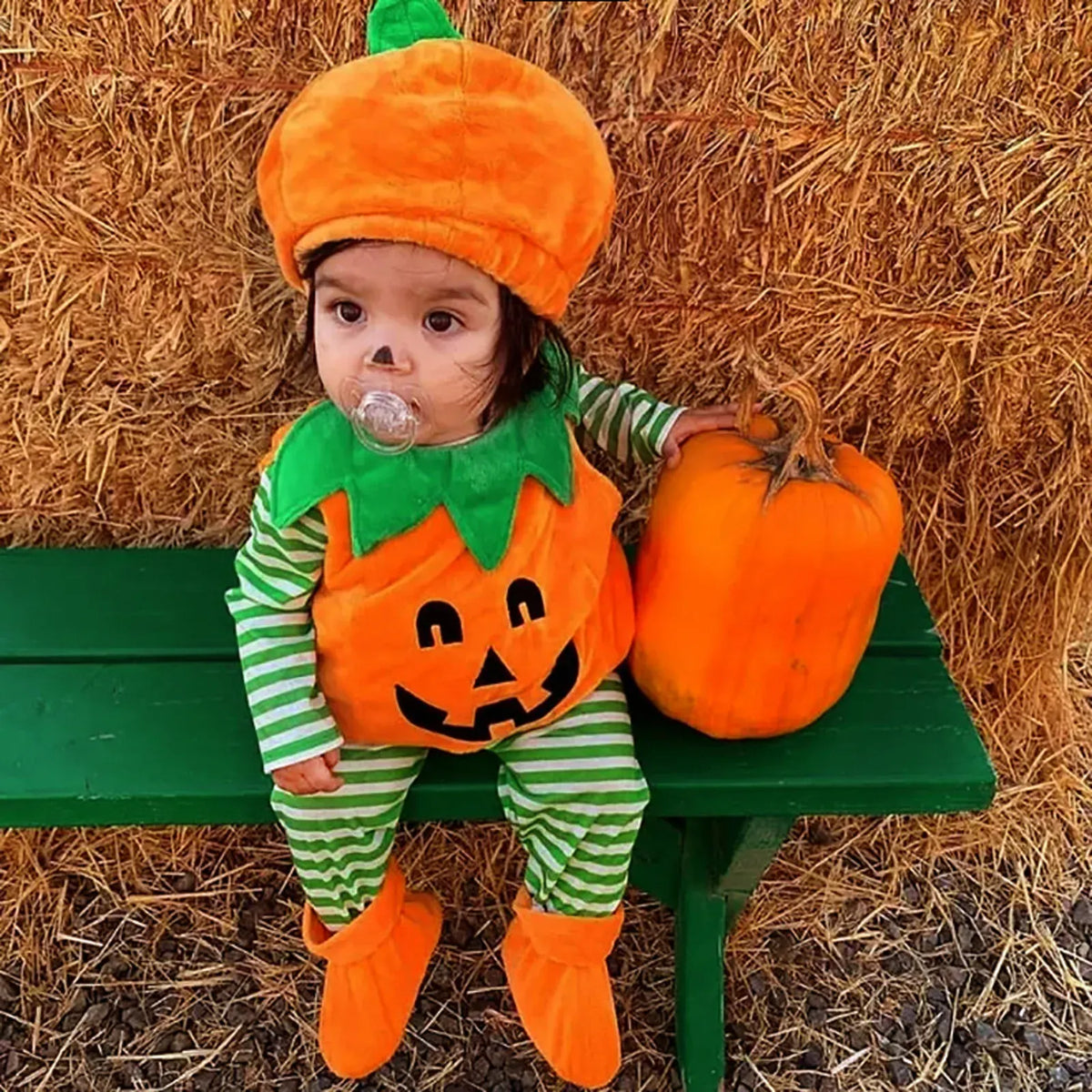 KissICON Halloween Pumpkin Costume Kids Children Hat Cosplay for Baby Girls Boys Stage Performance Holiday Party Clothing Suit Gifts