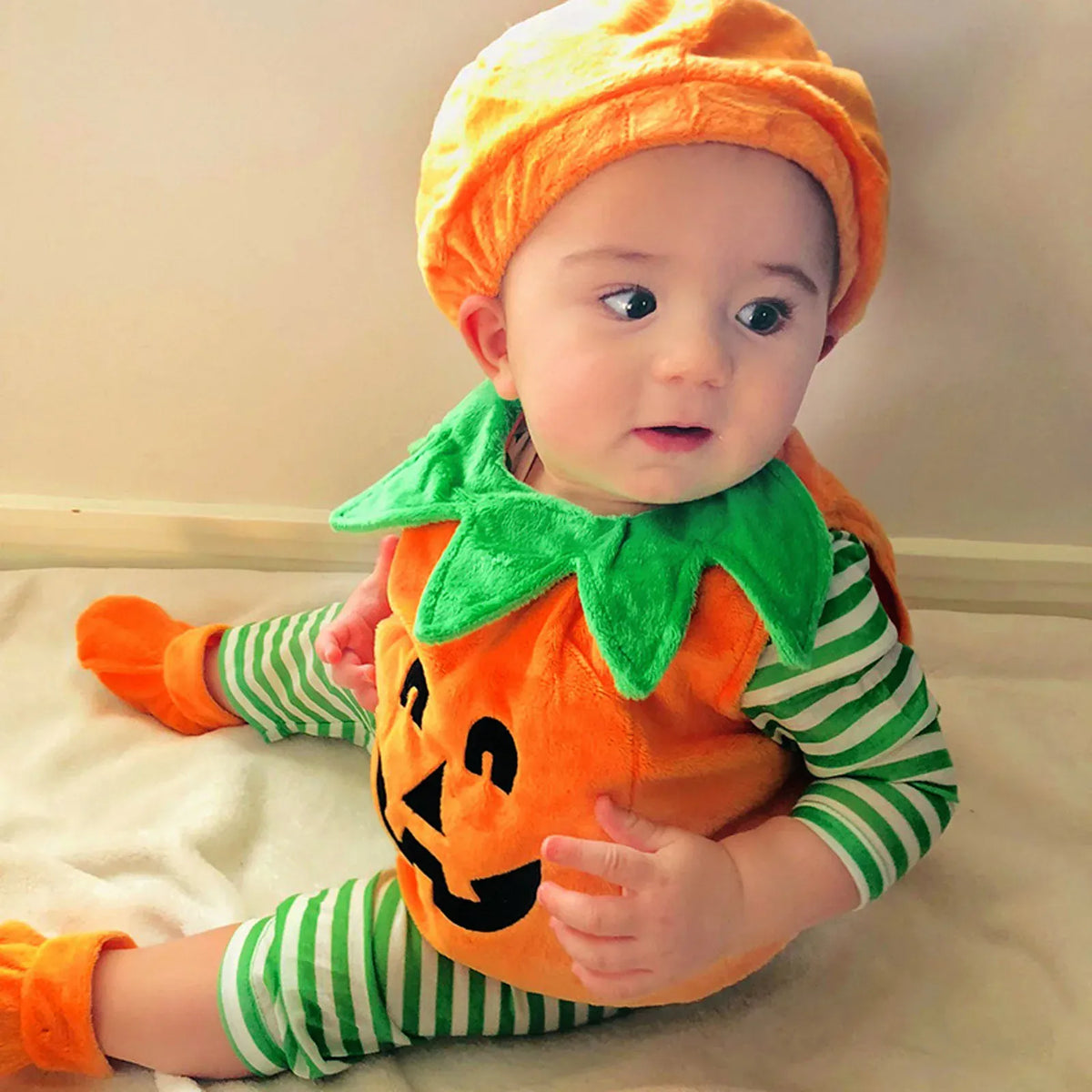 KissICON Halloween Pumpkin Costume Kids Children Hat Cosplay for Baby Girls Boys Stage Performance Holiday Party Clothing Suit Gifts
