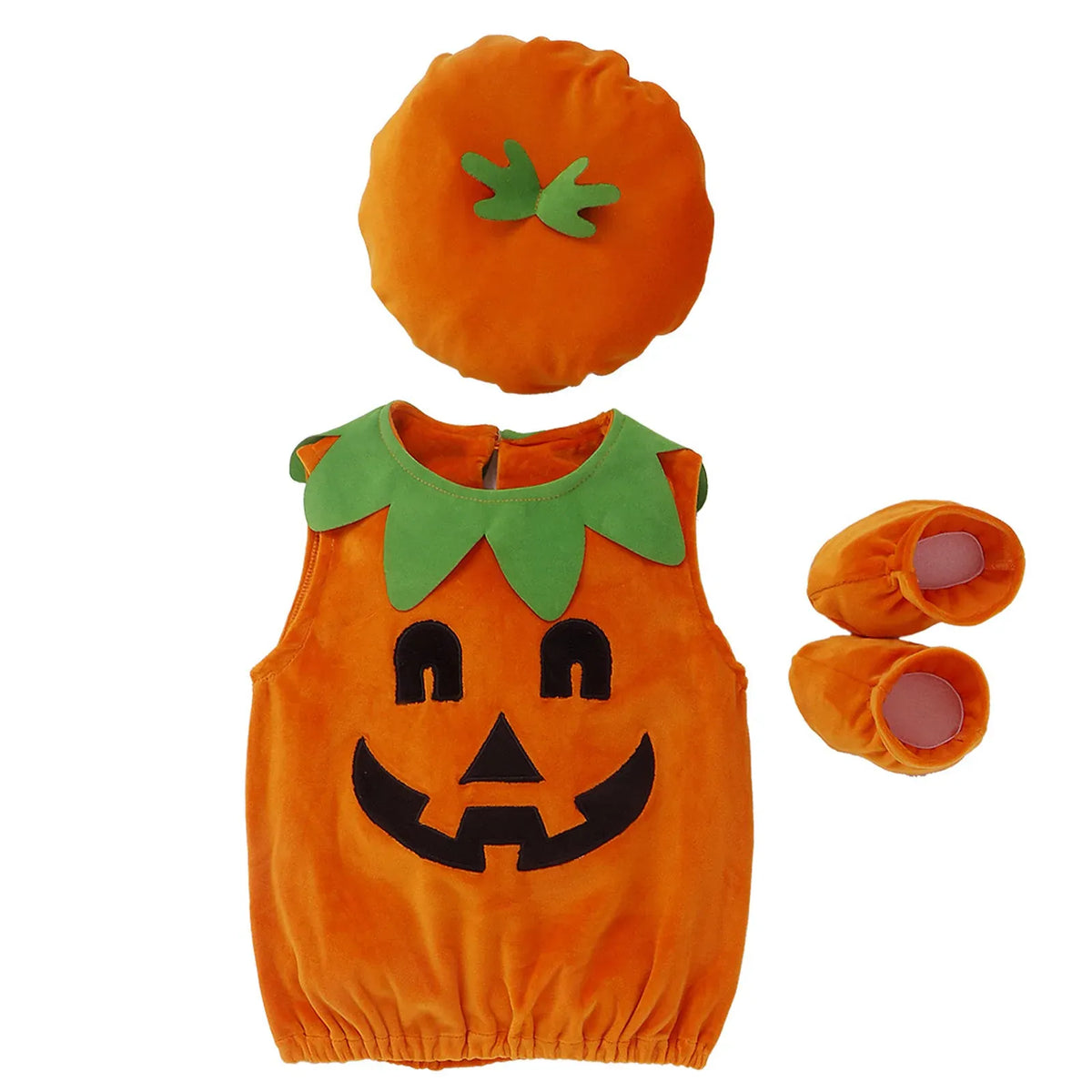 KissICON Halloween Pumpkin Costume Kids Children Hat Cosplay for Baby Girls Boys Stage Performance Holiday Party Clothing Suit Gifts