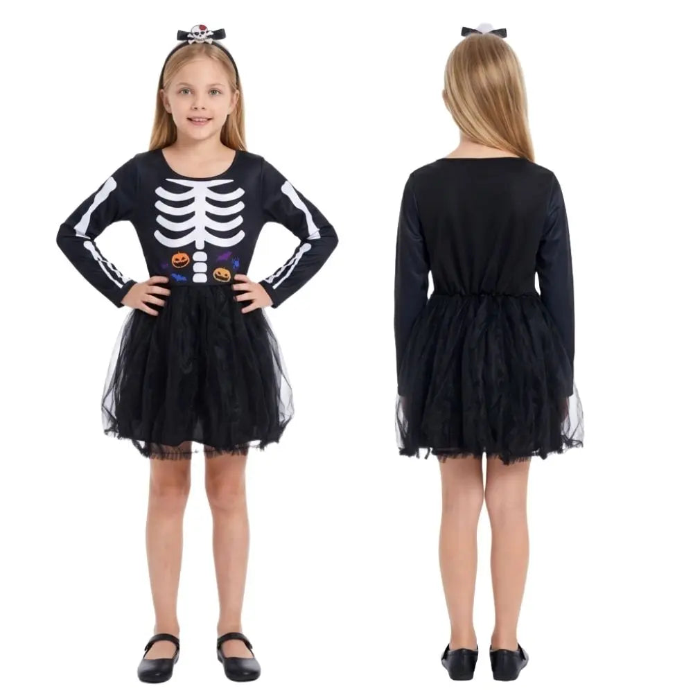 KissICON Halloween Skeleton Costume Set Shining in The Dark Role-playing Dress Fun Play or Party Cosplay Costume