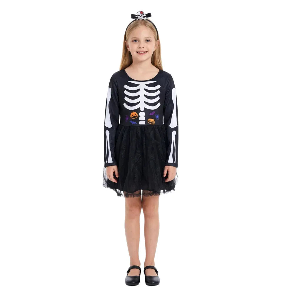 KissICON Halloween Skeleton Costume Set Shining in The Dark Role-playing Dress Fun Play or Party Cosplay Costume