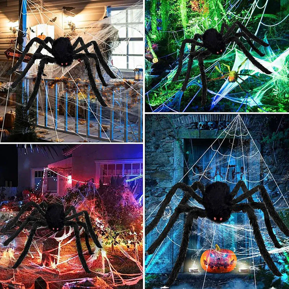 KissICON Halloween Triangle Spider Web,5m Large Plush Simulation Spider Web,Haunted Home Outdoor Yard Decoration Props