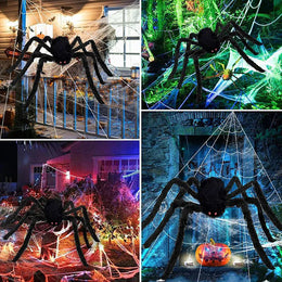 KissICON Halloween Triangle Spider Web,5m Large Plush Simulation Spider Web,Haunted Home Outdoor Yard Decoration Props
