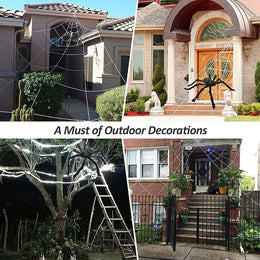 KissICON Halloween Triangle Spider Web,5m Large Plush Simulation Spider Web,Haunted Home Outdoor Yard Decoration Props