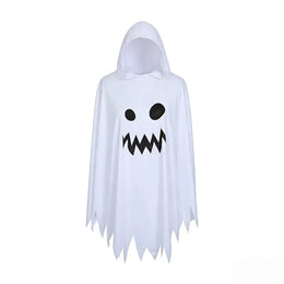 KissICON Halloween Trick or Treat Ghost Cosplay Costume Hooded Ghosts Face Cloak White Black Fancy Dress Family Matching Outfits