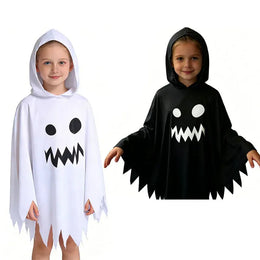 KissICON Halloween Trick or Treat Ghost Cosplay Costume Hooded Ghosts Face Cloak White Black Fancy Dress Family Matching Outfits