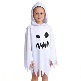 KissICON Halloween Trick or Treat Ghost Cosplay Costume Hooded Ghosts Face Cloak White Black Fancy Dress Family Matching Outfits
