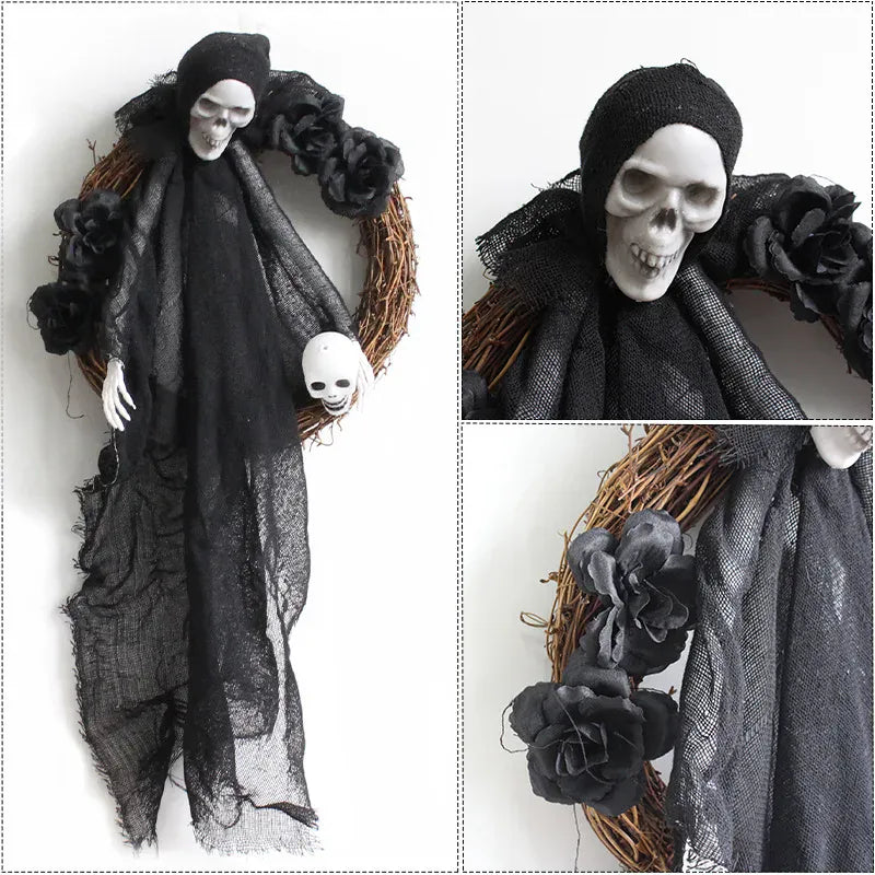KissICON Halloween White Ghost Door Decorations Festival Horror Party Wreath Pendant Haunted House Decoration and Arrangement Props