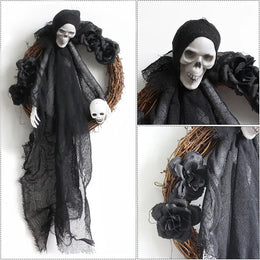 KissICON Halloween White Ghost Door Decorations Festival Horror Party Wreath Pendant Haunted House Decoration and Arrangement Props