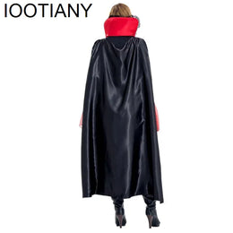 KissICON Halloween Witch Costume Makeup Ball Vampire Zombie Costumes Devil Queen Cosplay Costumes Red Dress and Cape Two Piece Set