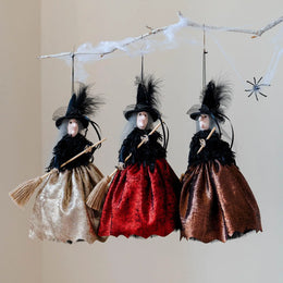KissICON Halloween Witch Doll Decoration Cute Spooky Retro Festival Decoration Witch Doll Halloween Tree Ornaments for Haunted House Bar