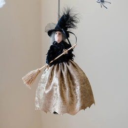 KissICON Halloween Witch Doll Decoration Cute Spooky Retro Festival Decoration Witch Doll Halloween Tree Ornaments for Haunted House Bar