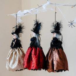 KissICON Halloween Witch Doll Decoration Cute Spooky Retro Festival Decoration Witch Doll Halloween Tree Ornaments for Haunted House Bar